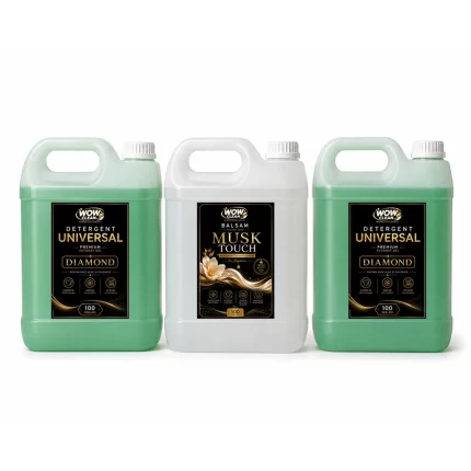 Set detergent universal Diamond cu balsam de rufe Musk Touch, pentru rufe curate și moi