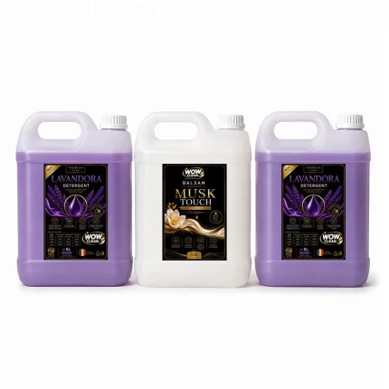 Set detergent universal Lavandora și balsam de rufe Musk Touch, curățare și parfum de durată